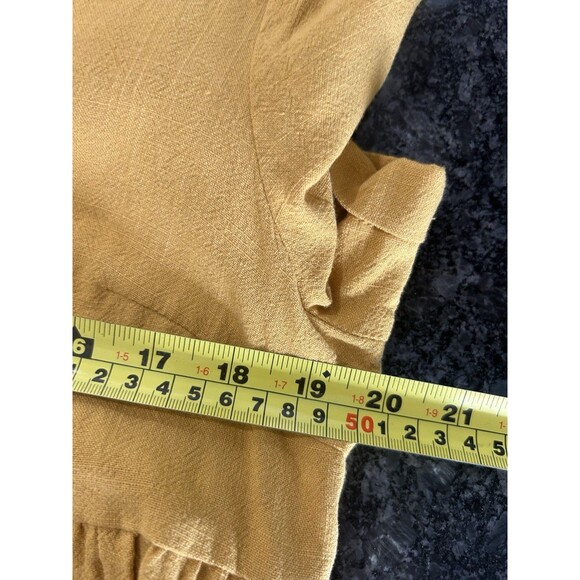 Shein Babydoll Peplum Shirt Tunic Women's Size 8 Mustard Yellow Boho Game Day - Picture 6 of 6